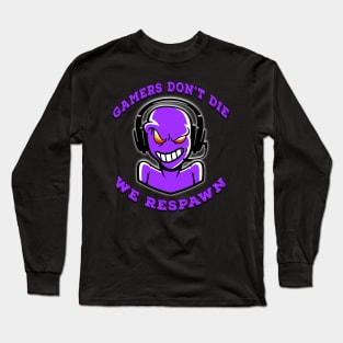 Gamers Dont Die We Respawn Purple Long Sleeve T-Shirt